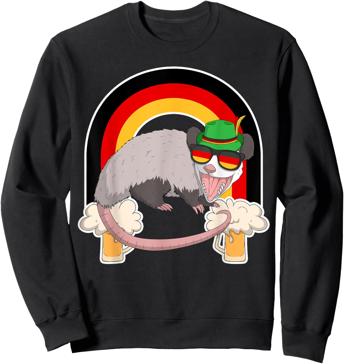 Possum Beer Oktoberfest Prost German Flag Funny Opossum Gift Sweatshirt - Sweatshirt | Black