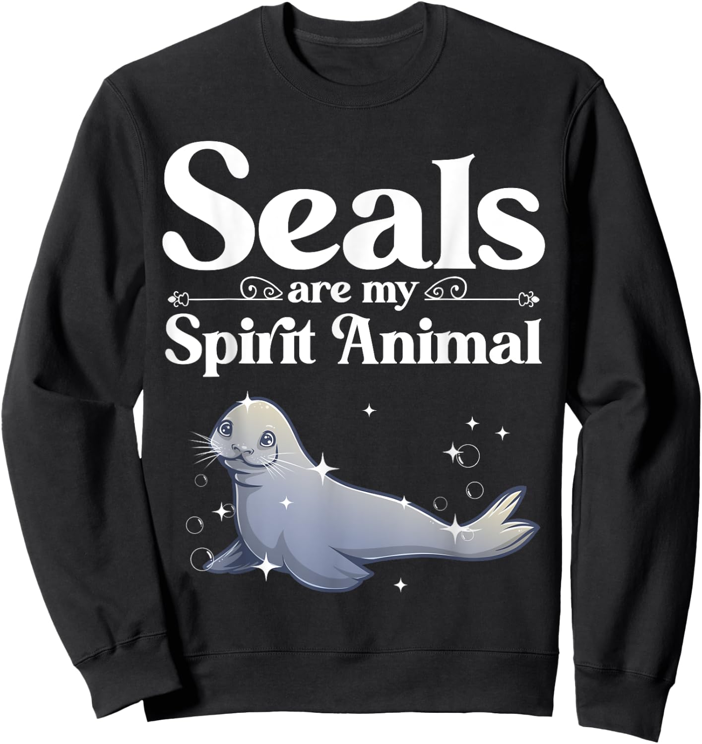 Funny Seal Designs Women Sea Animal Lovers Pinnipeds Sweatshirt - Sweatshirt | Black