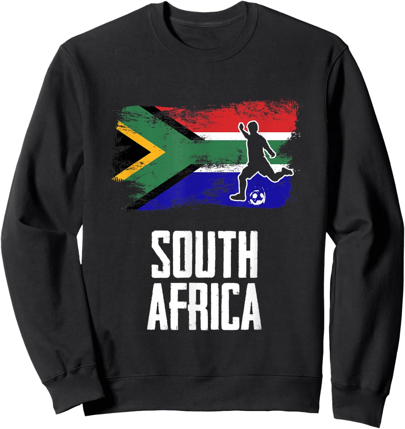 South Africa Flag Jersey South African Soccer Team Sweatshirt - Sweatshirt | Black