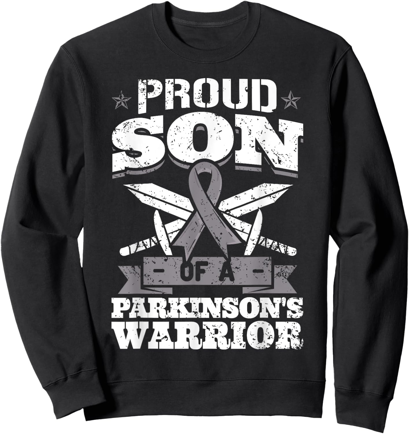 Proud Son Of A Parkinson's Warrior PD Awareness Ribbon Sweatshirt - Sweatshirt | Black