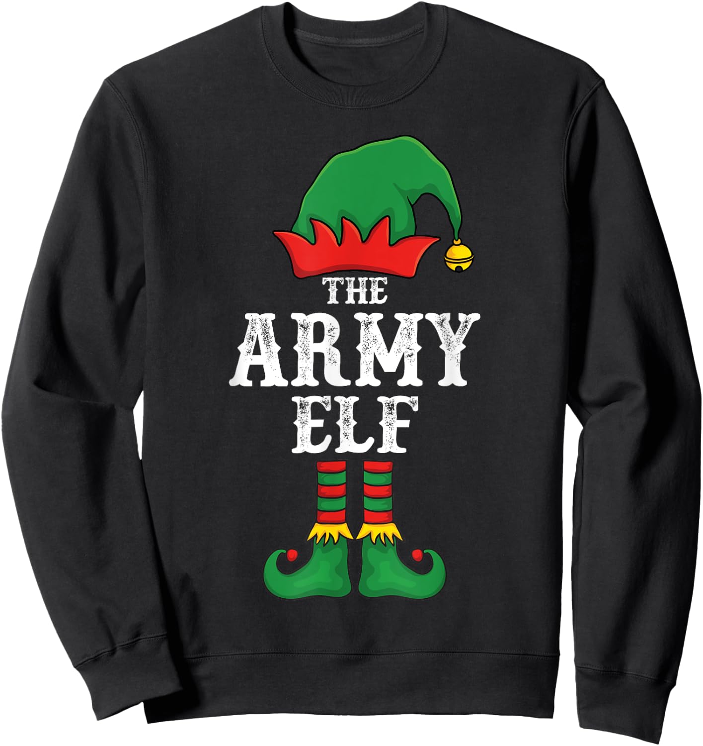 The Army Elf Christmas Family Matching Group Xmas Idea Funny Sweatshirt - Sweatshirt | Black