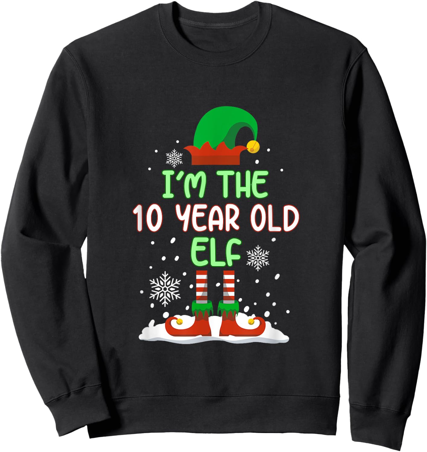 The 10 Year Old Elf Family Matching Christmas Pajama Kids Sweatshirt - Sweatshirt | Black
