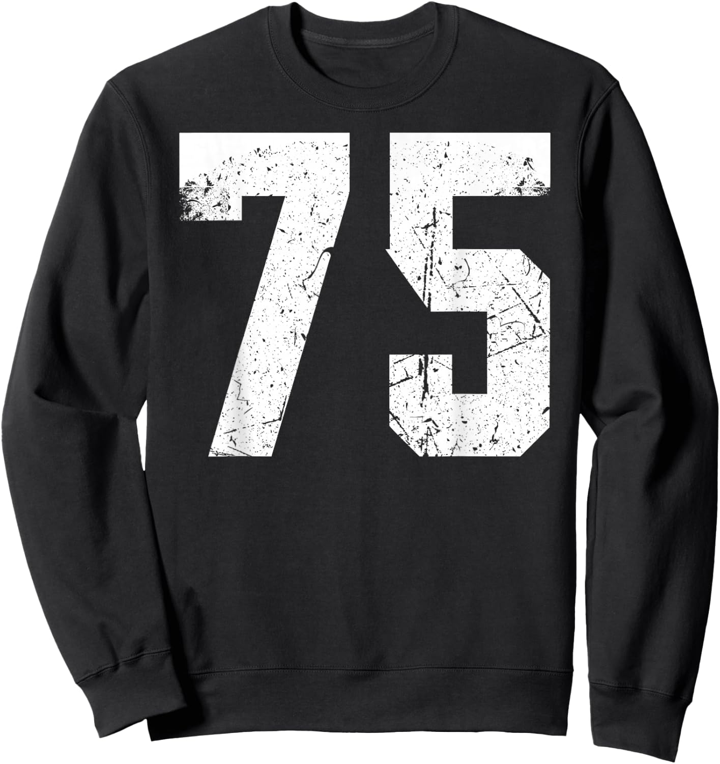 Vintage Number 75 White Plain Number Sweatshirt - Sweatshirt | Black
