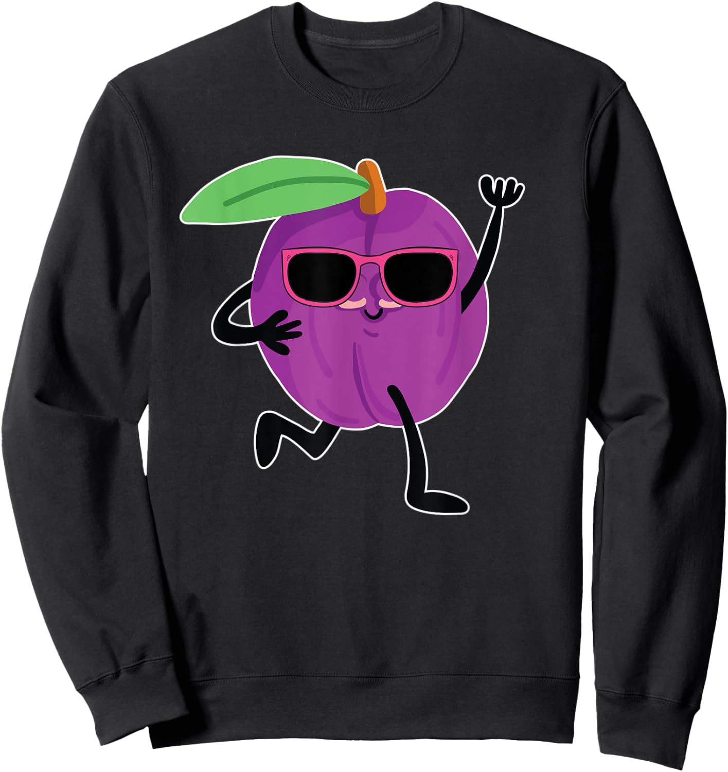 Funny Plum With Sunglasses Cool Plum Fruits Sweatshirt - Sweatshirt | Black