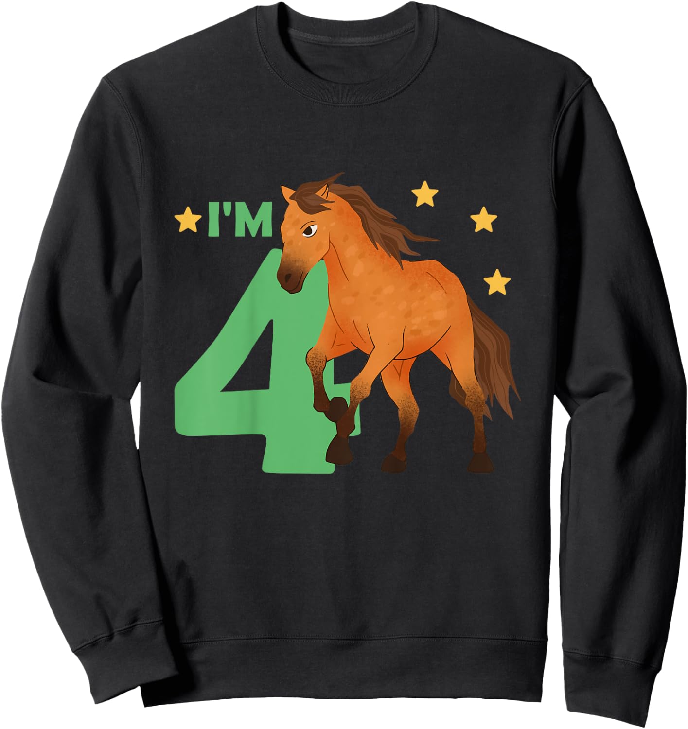 Children 4th Birthday Horse Four Years Old Female Rider Sweatshirt - Sweatshirt | Black