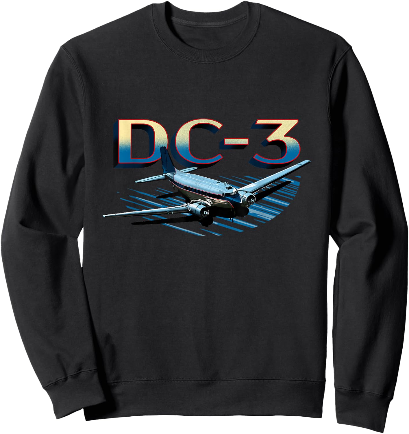 Vintage Airline DC-3 Airplane Sweatshirt - Sweatshirt | Black