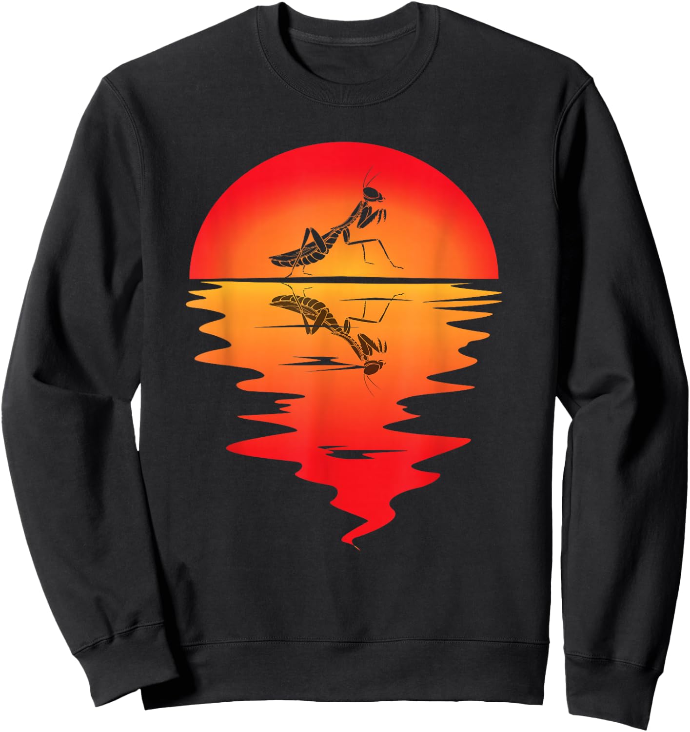 Praying Mantis Vintage Sunset Mantis Praying Mantis Bug Sweatshirt - Sweatshirt | Black
