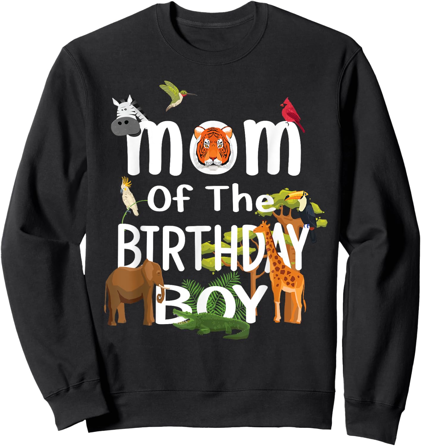Mom Of The Birthday Boy Zoo Theme Animal Party Sweatshirt - Sweatshirt | Black