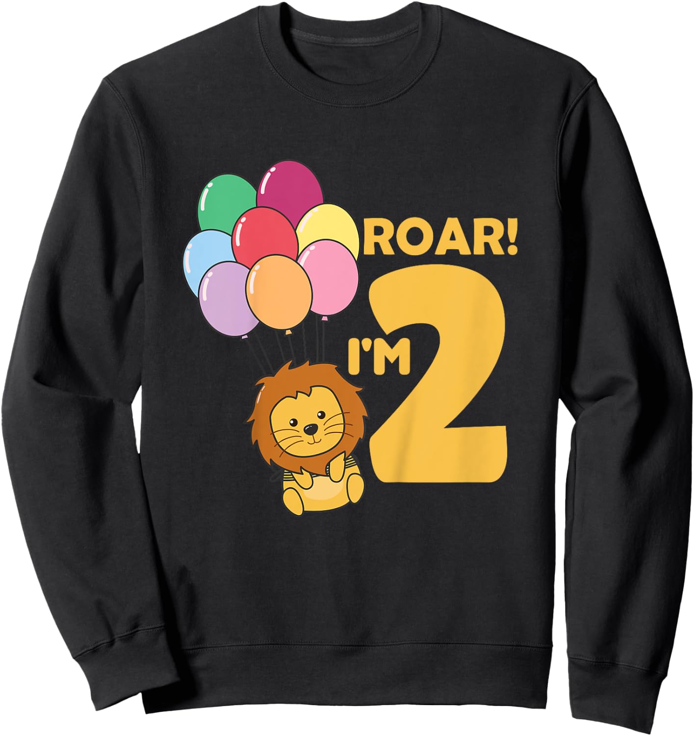 Kids Children 2nd Birthday Lion 2 Years Old Boy Lion Animal King Sweatshirt - Sweatshirt | Black