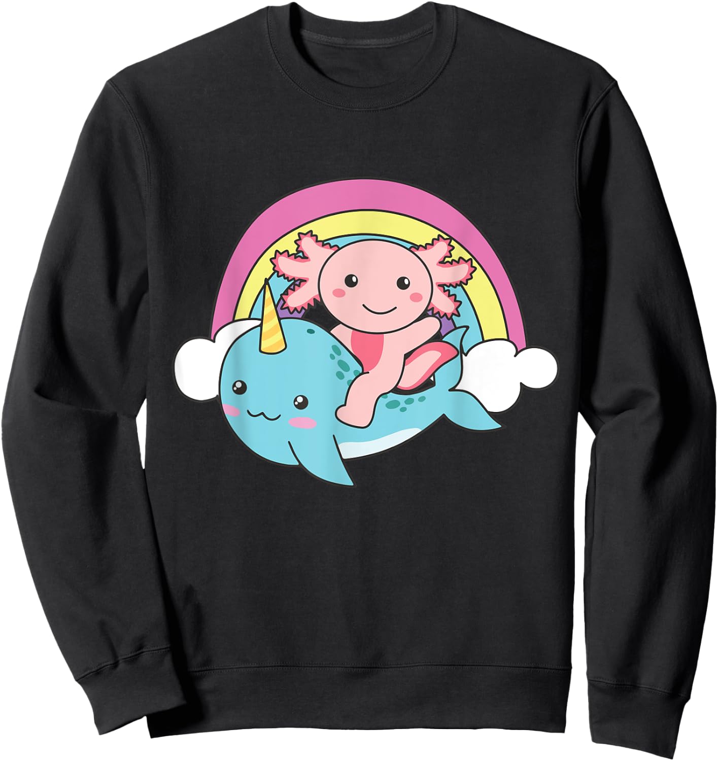 Narwhal Cute Axolotl Ocean Unicorn Kawaii Narwhals Sweatshirt - Sweatshirt | Black