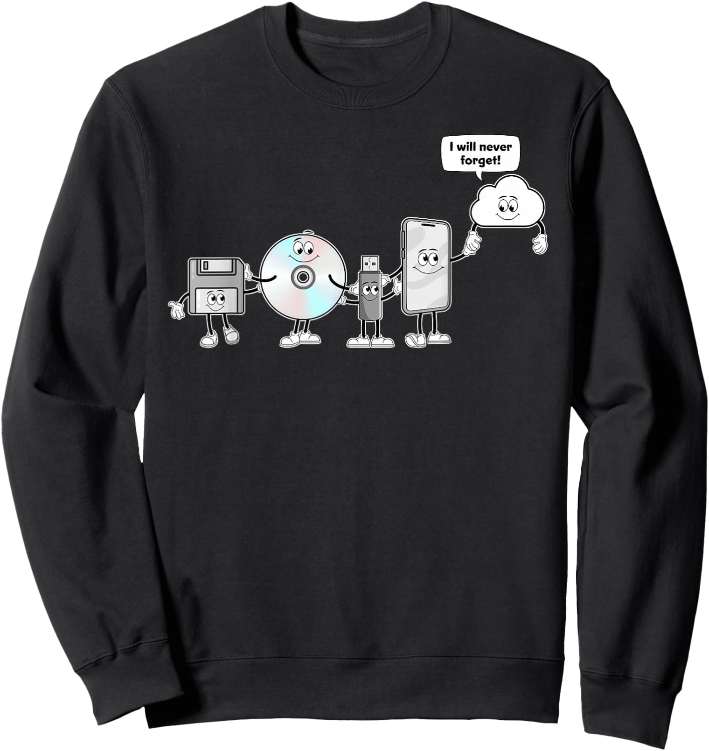 From Floppy to Cloud - The Evolution of Storage Media Sweatshirt - Sweatshirt | Black