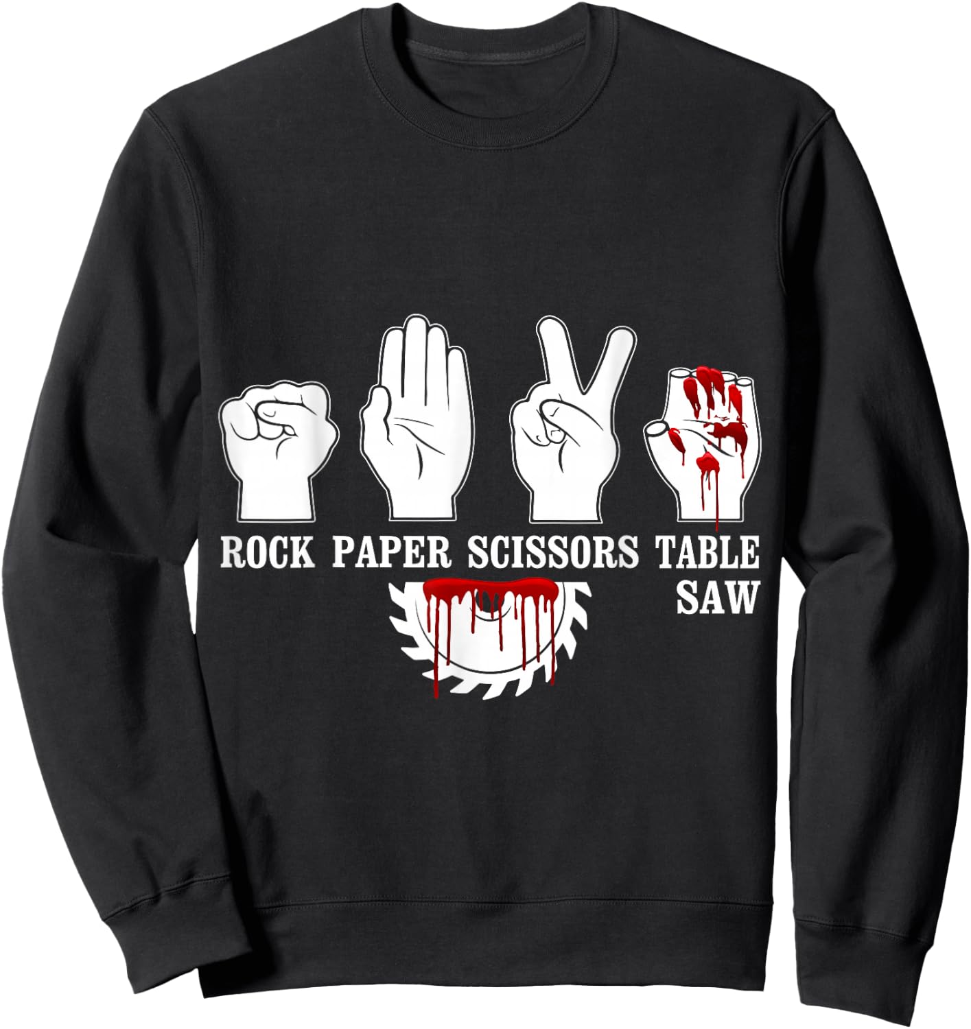 Rock Paper Scissor Table Saw Funny Carpentry Woodworking Sweatshirt - Sweatshirt | Black