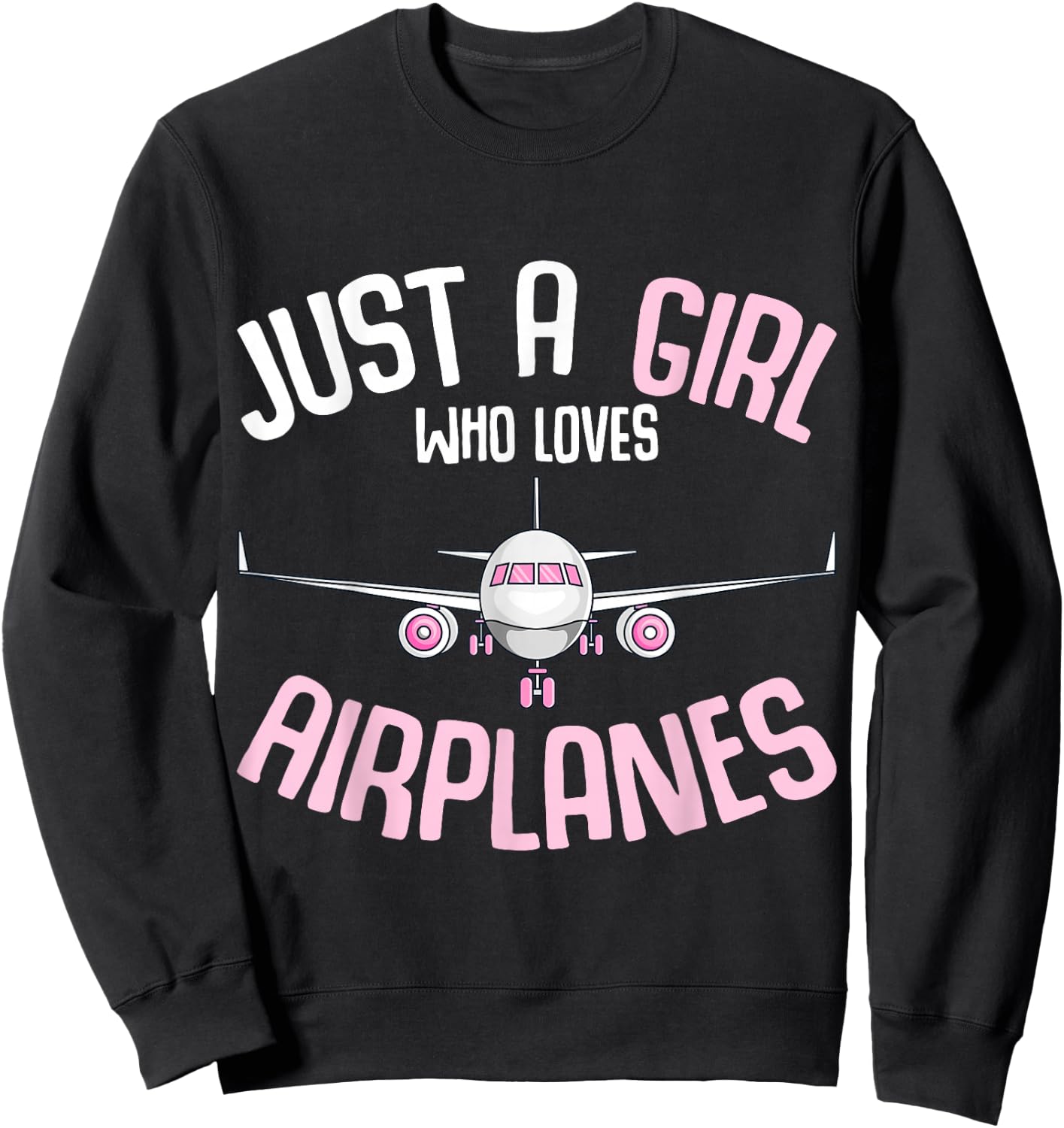 Just a Girl who Loves Airplanes Plane Pilot Girls Kids Sweatshirt - Sweatshirt | Black