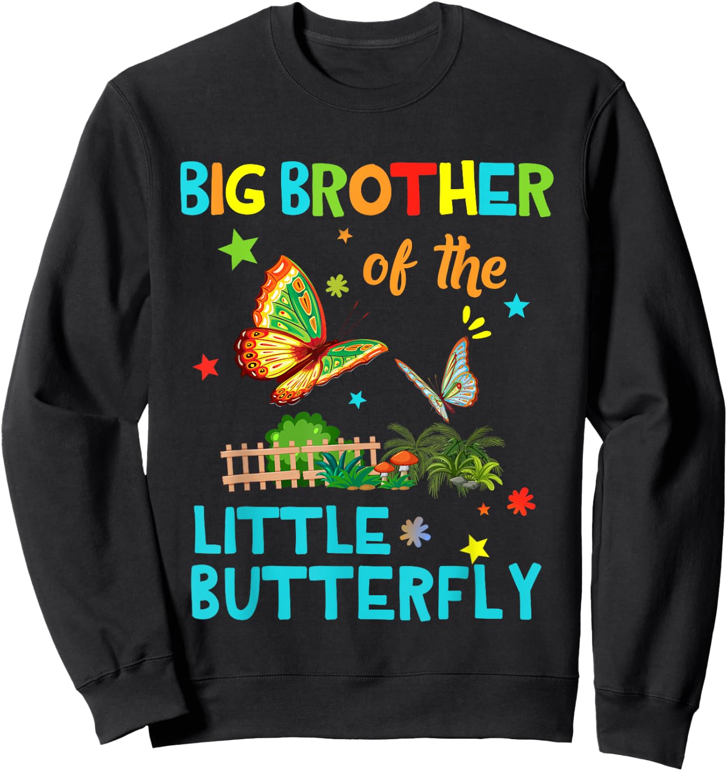 Big Brother Of Little Butterfly Shirts Birthday Matching Sweatshirt - Sweatshirt | Black
