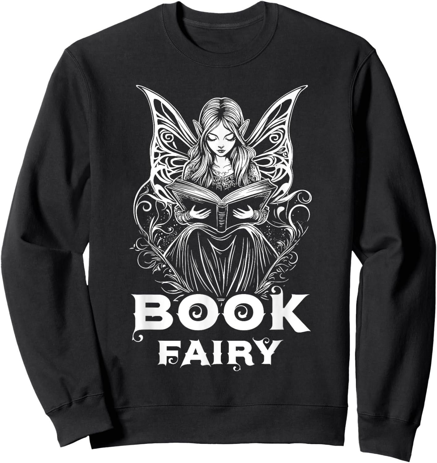 Book Fairy Fantasy Bookish Literature Fairycore Sweatshirt - Sweatshirt | Black