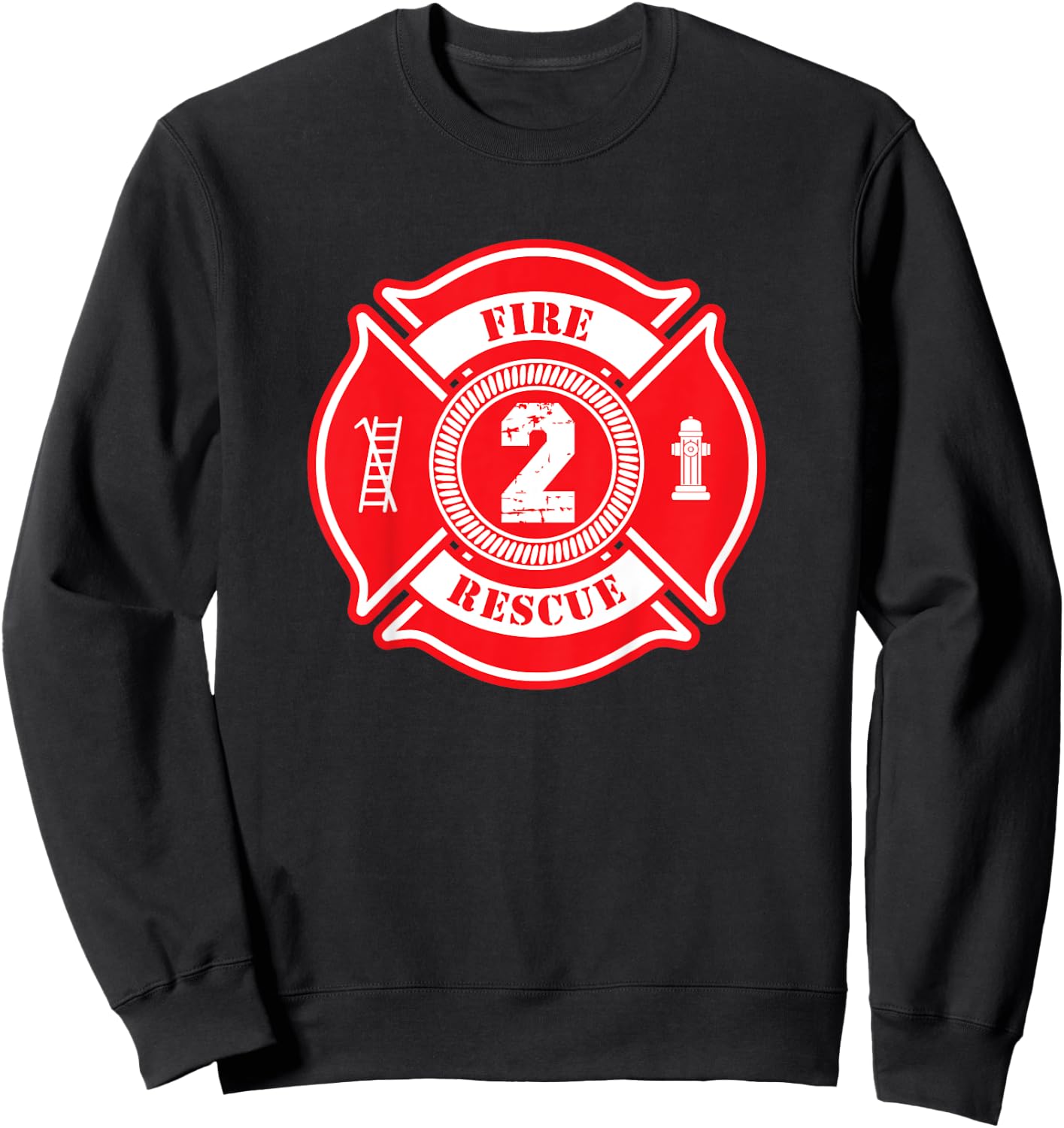 Kids 2nd Birthday Party Fireman Boy Two Year Old Firefighter Sweatshirt - Sweatshirt | Black
