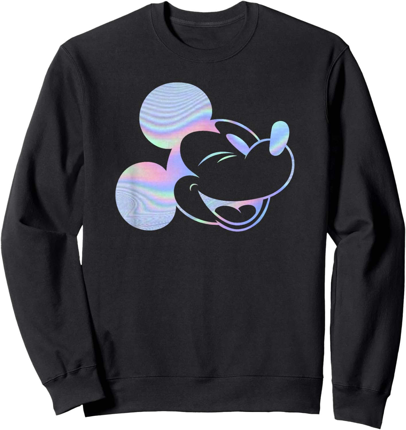Disney Mickey Classic Holographic Mickey Wink Face Sweatshirt - Sweatshirt | Black