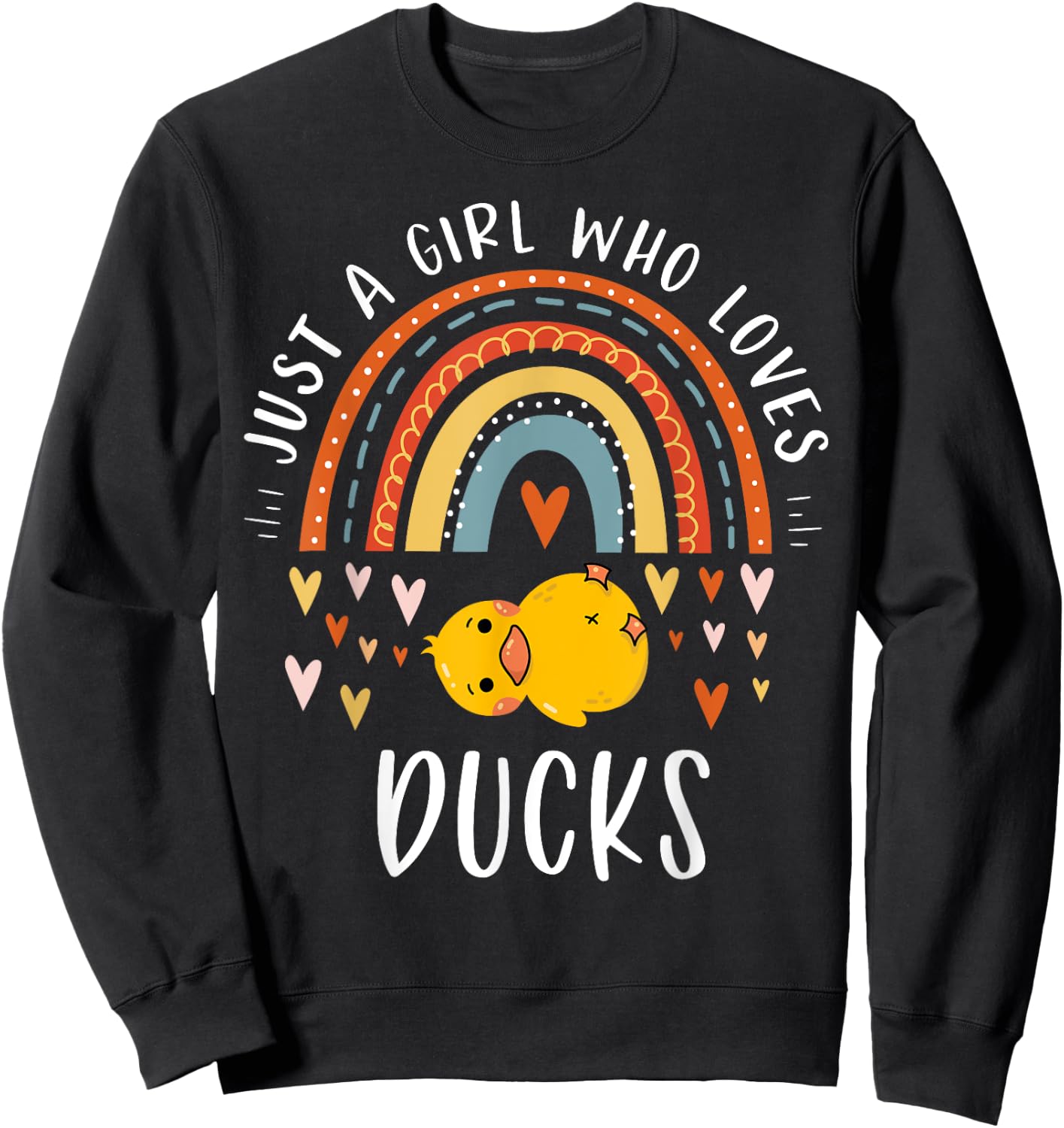 Just A Girl Who Loves Ducks Rainbow Gifts For Duck Lover Sweatshirt - Sweatshirt | Black