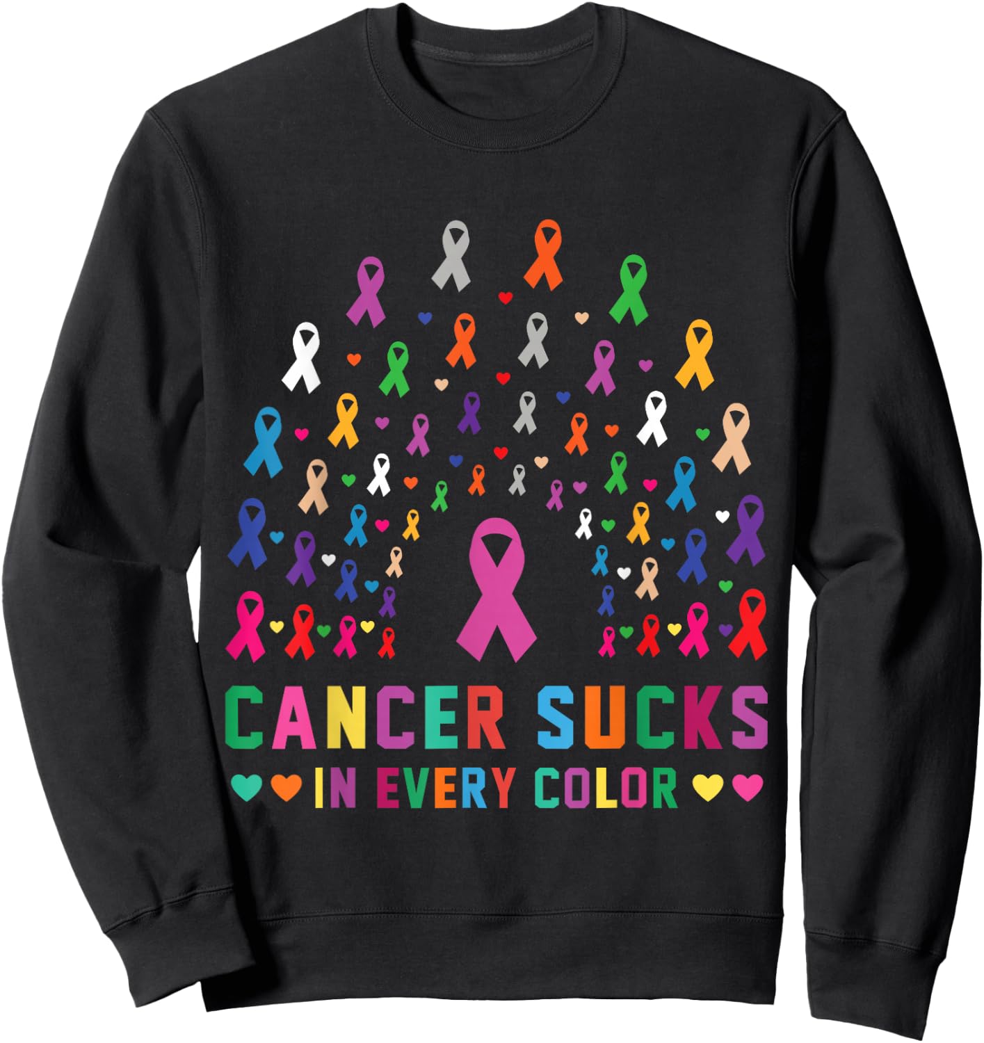 Cancer Sucks In Every Color Fighter | Funk Cancer Sweatshirt - Sweatshirt | Black