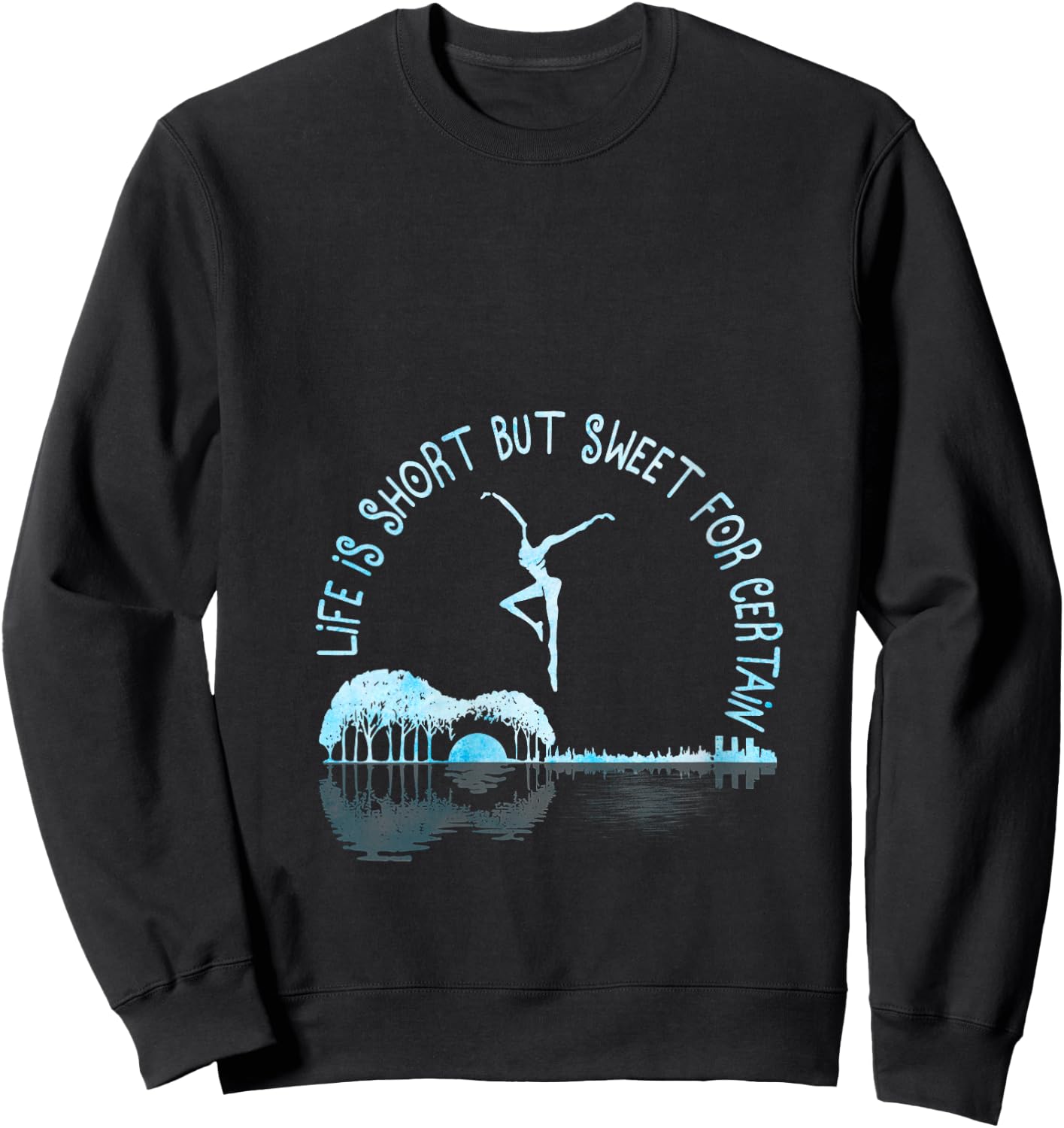 Music Lover Life Is Short But Sweet For Certain Guitar V-Neck Sweatshirt - Sweatshirt | Black