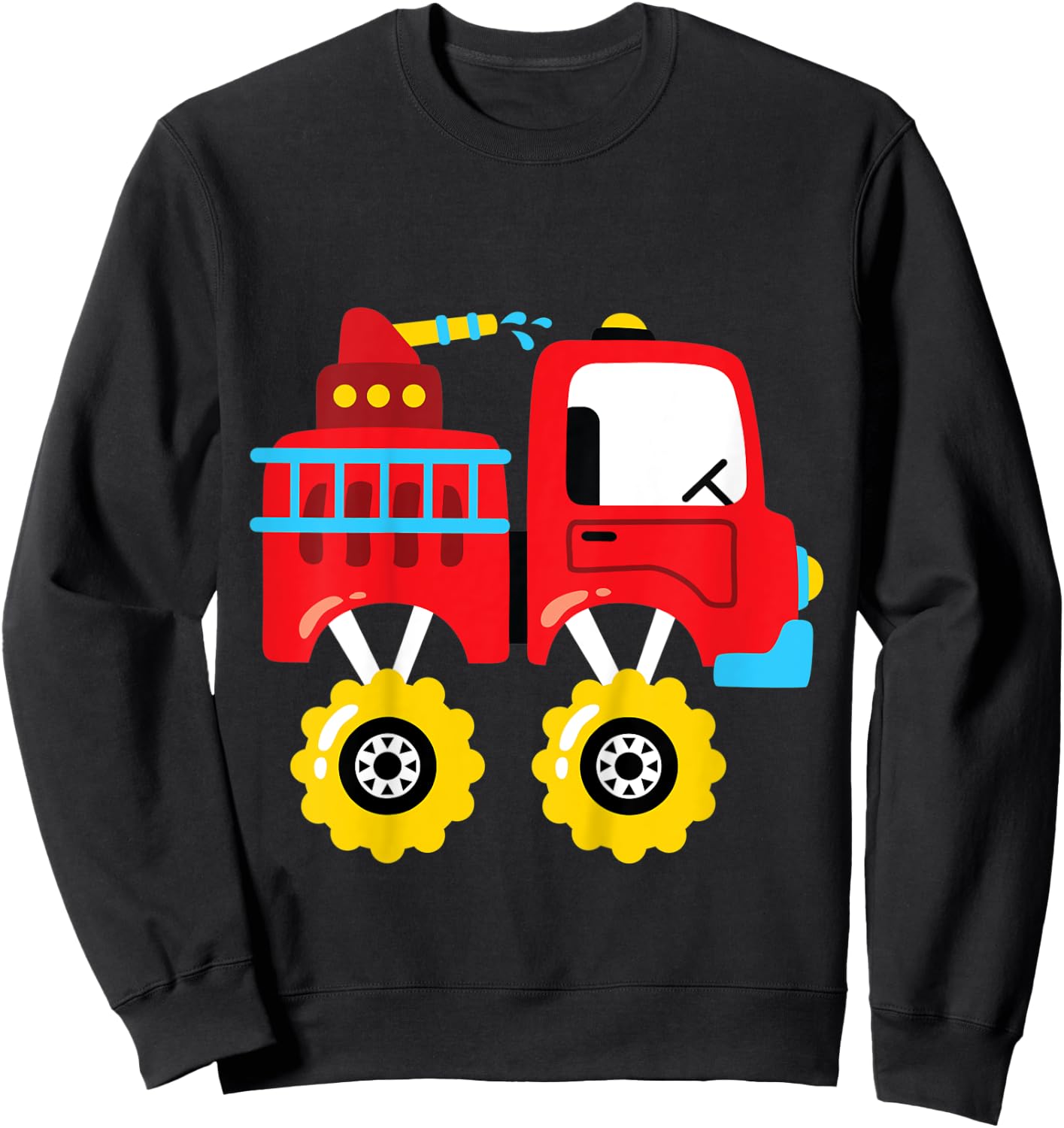 Kids Monster Fire Truck Firefighter Truck Big Wheels Toddler Boys Sweatshirt - Sweatshirt | Black