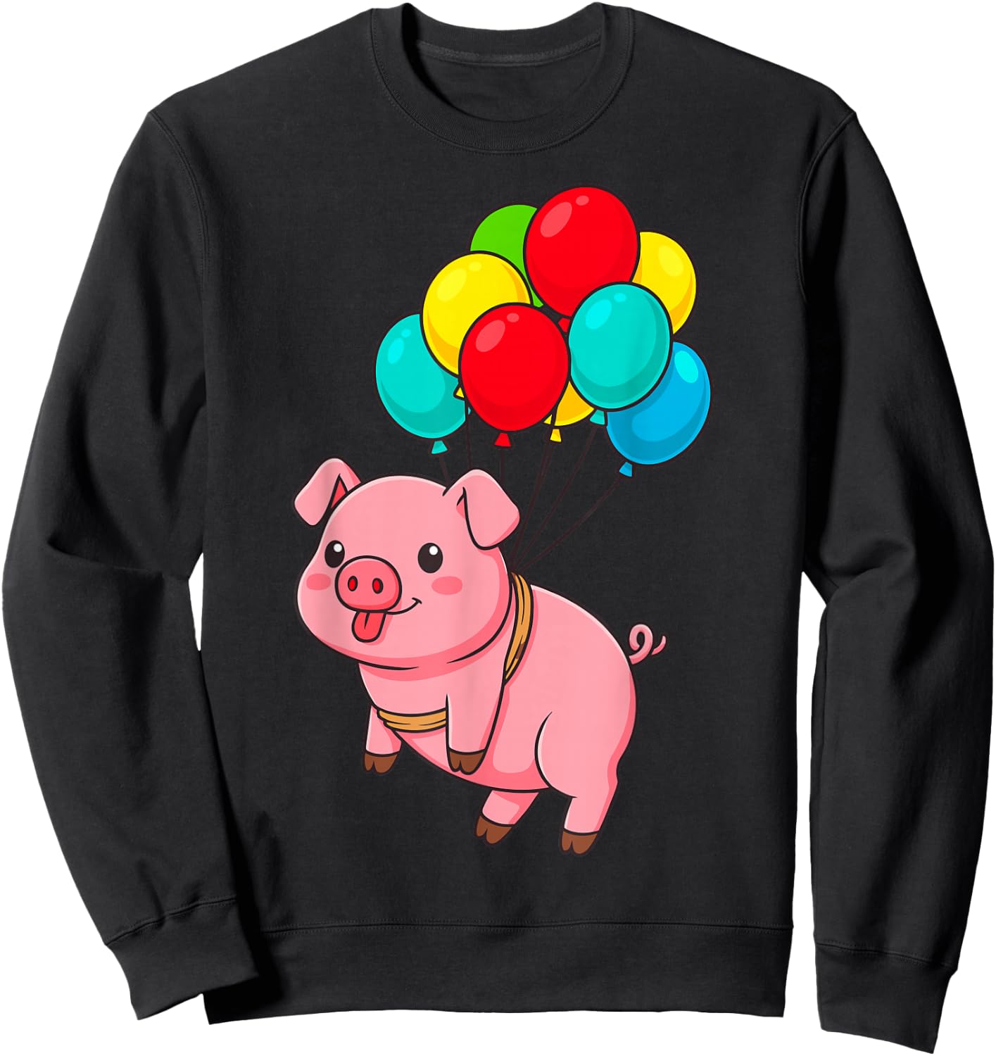 Pig Flying with Balloons Sweatshirt - Sweatshirt | Black