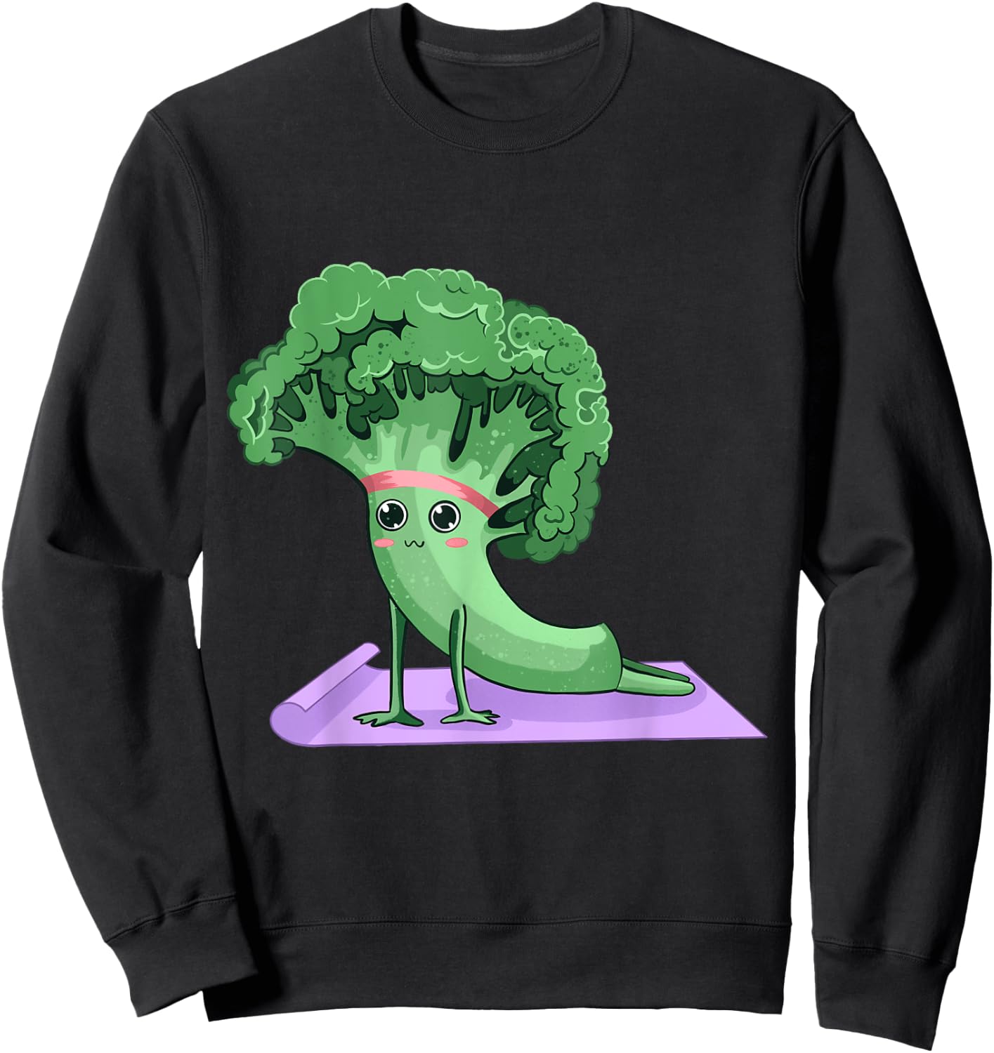Cute Broccoli Yoga Pose Funny Yogi Broccoli Lover Sweatshirt - Sweatshirt | Black
