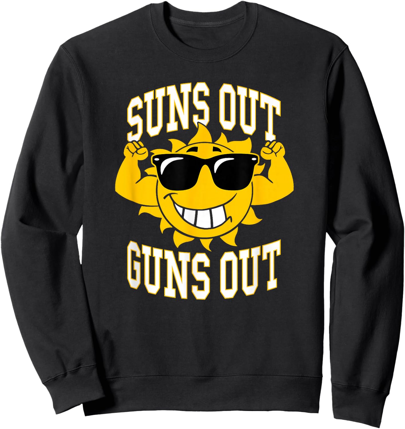 Trendy Suns Out Guns Out Cool Muscle Sun Sweatshirt - Sweatshirt | Black