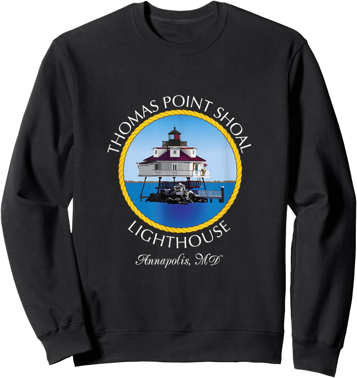 Thomas Point Shoal Lighthouse, Annapolis, MD Sweatshirt - Sweatshirt | Black