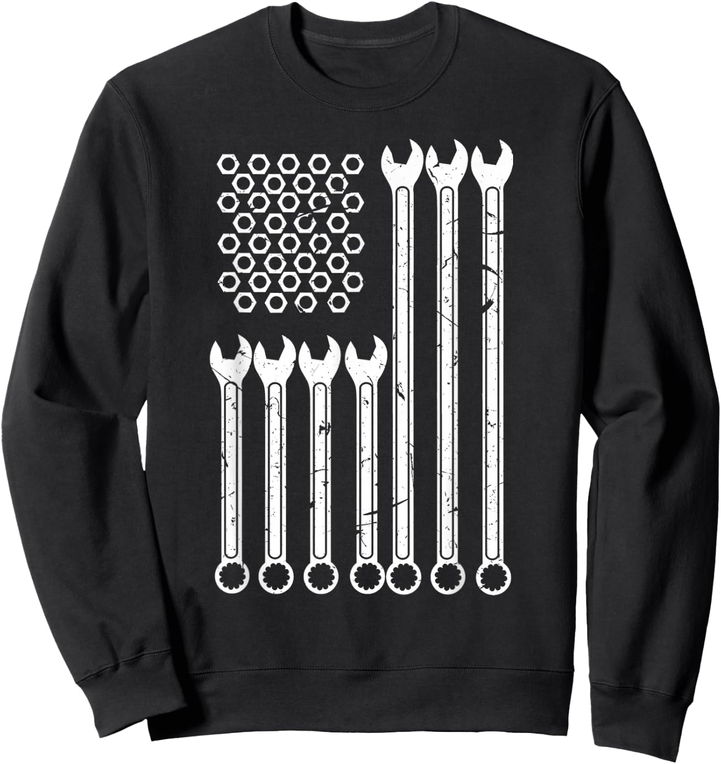 Wrench & Bolt Repairman | Cool Patriotic USA Flag Sweatshirt - Sweatshirt | Black