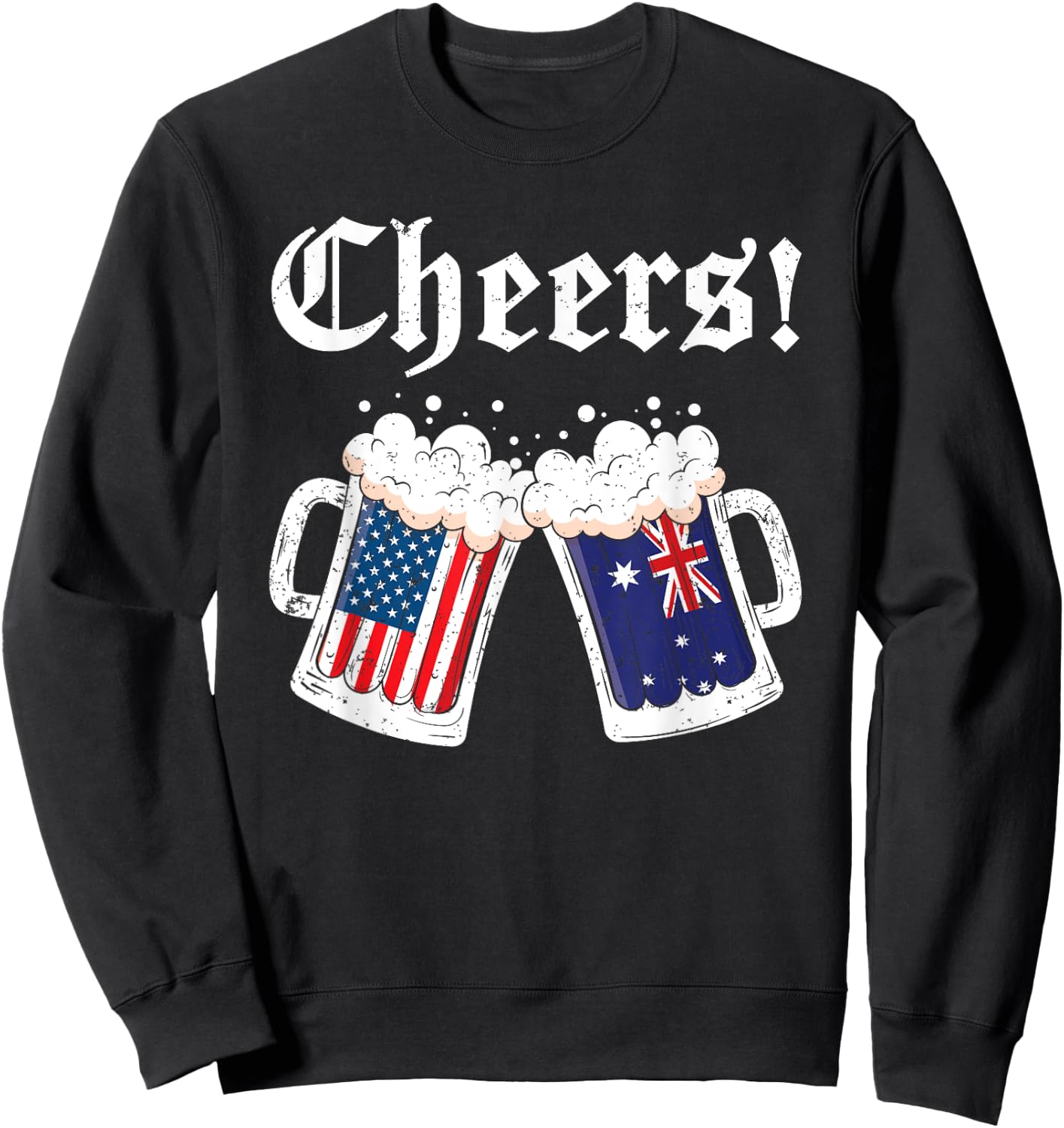 Cheers Shirt Australian American Flag Beer Mug Cheers Women Men Sweatshirt - Sweatshirt | Black