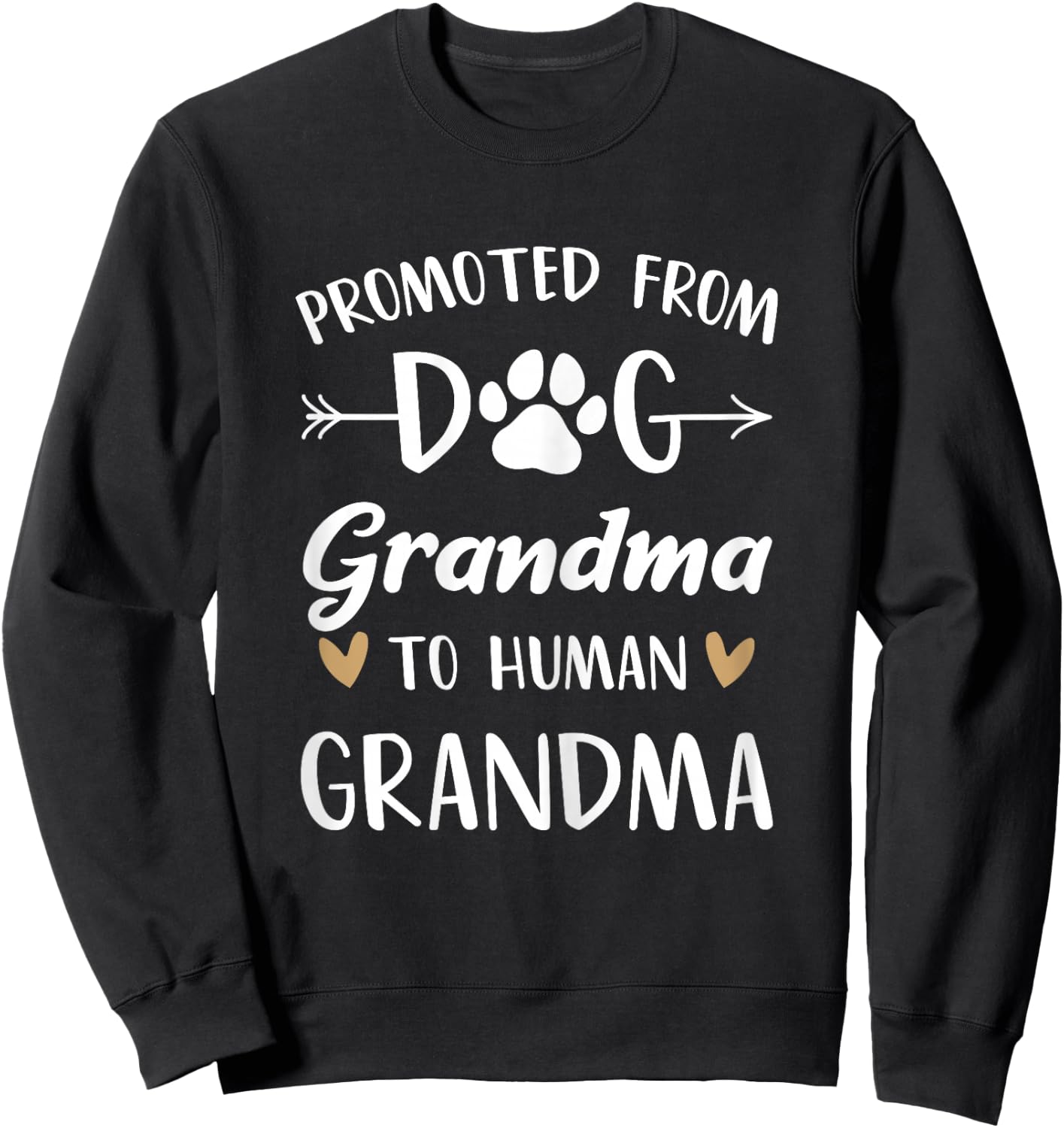 Promoted From Dog Grandma To Human Grandma Grandmother Sweatshirt - Sweatshirt | Black