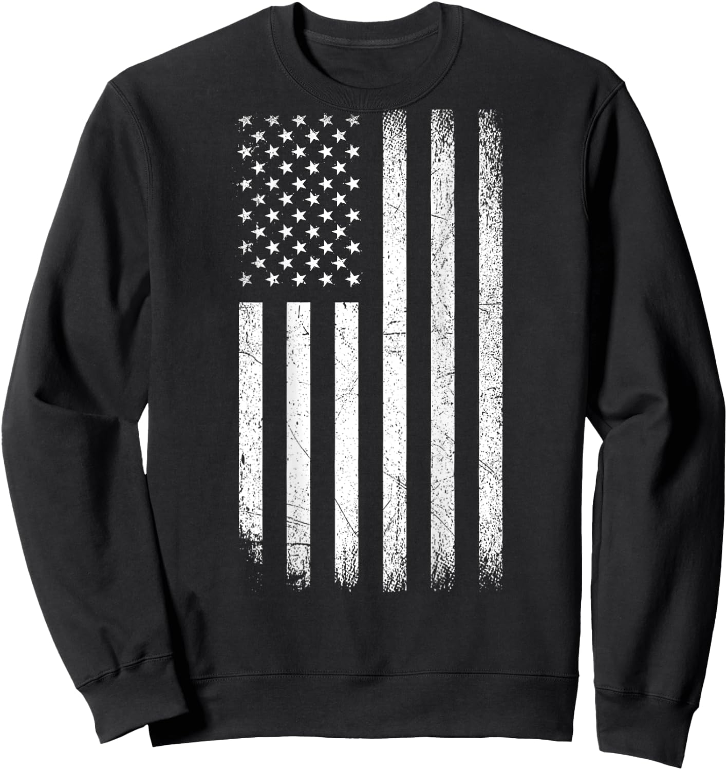 Vintage American Flag 4th Of July Patriotic Men (ON BACK) Sweatshirt - Sweatshirt | Black