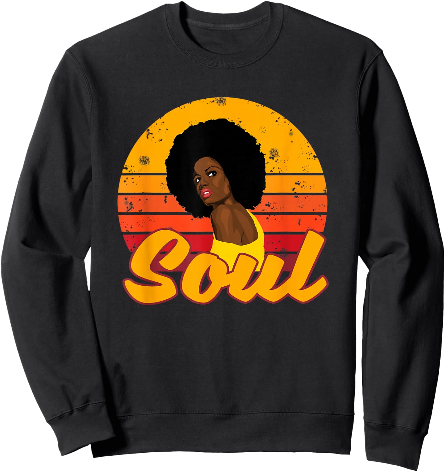 African American 70s 80s Funk Afro Disco Soul Melanin Queen Sweatshirt - Sweatshirt | Black