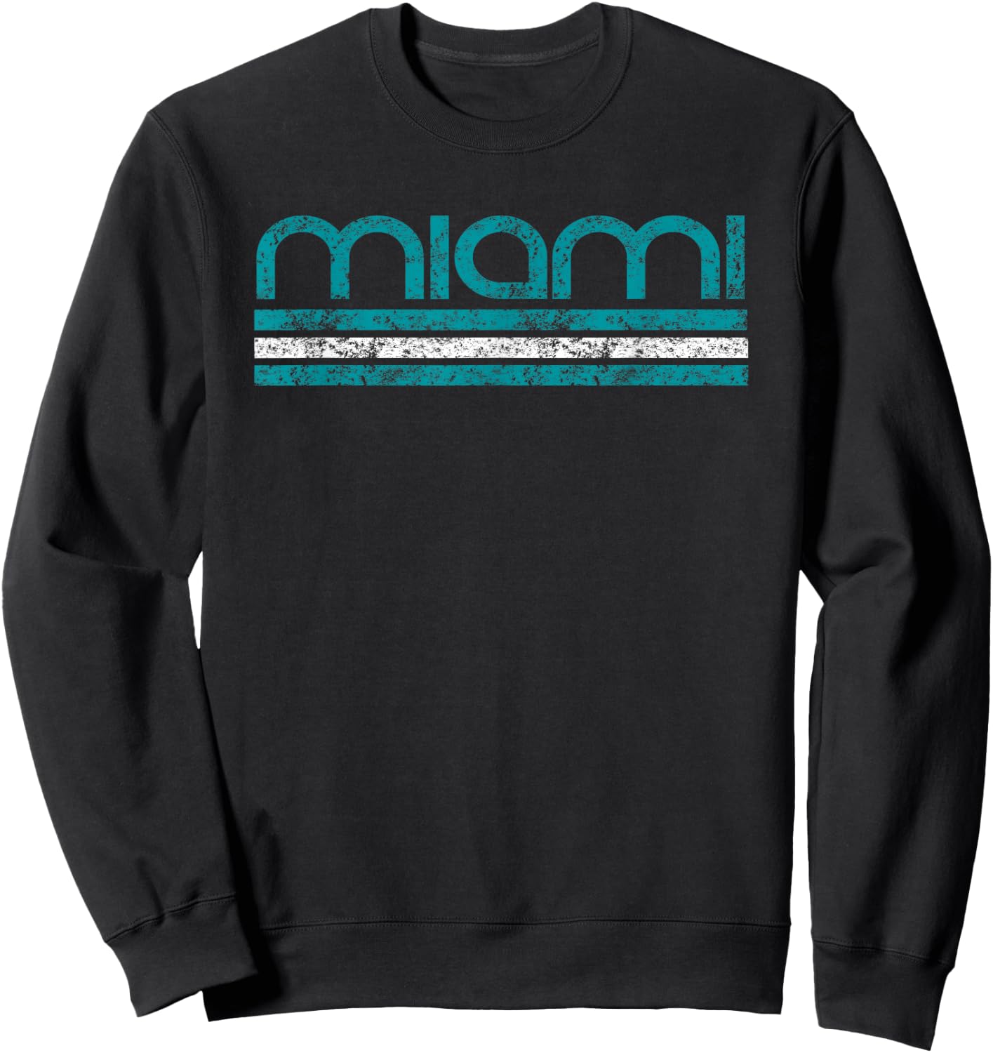 Miami Florida Retro Vintage Weathered Sweatshirt - Sweatshirt | Black
