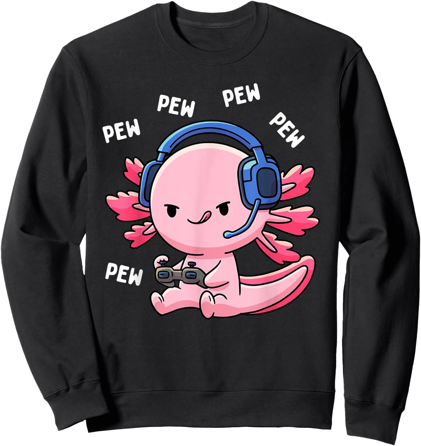 Axolotl Gaming Kids Boys Girls Anime Video Game Pew Gamer Small Sweatshirt - Sweatshirt | Black
