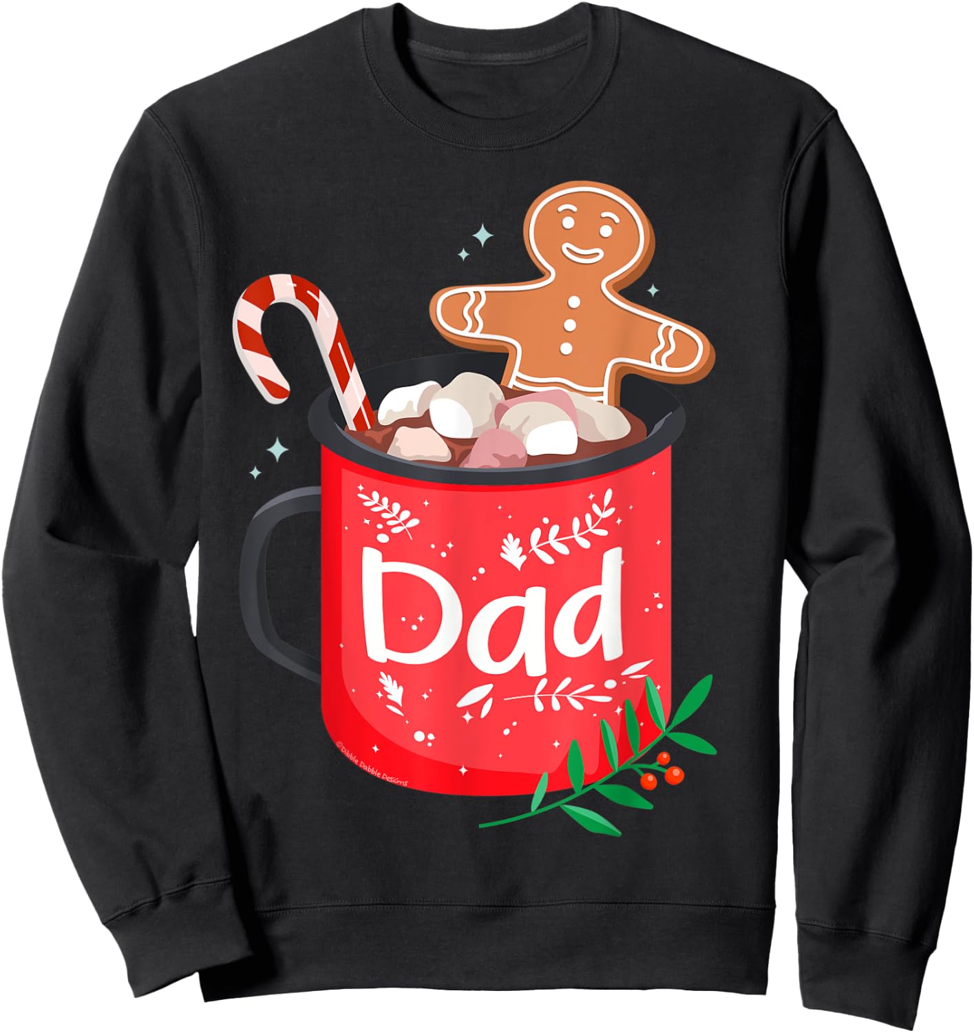 Christmas Matching Family Cocoa Mug with Candy Cane DAD Sweatshirt - Sweatshirt | Black