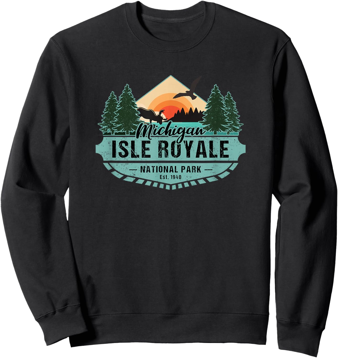 Isle Royale National Park Michigan Hiking Vacation Souvenir Sweatshirt - Sweatshirt | Black