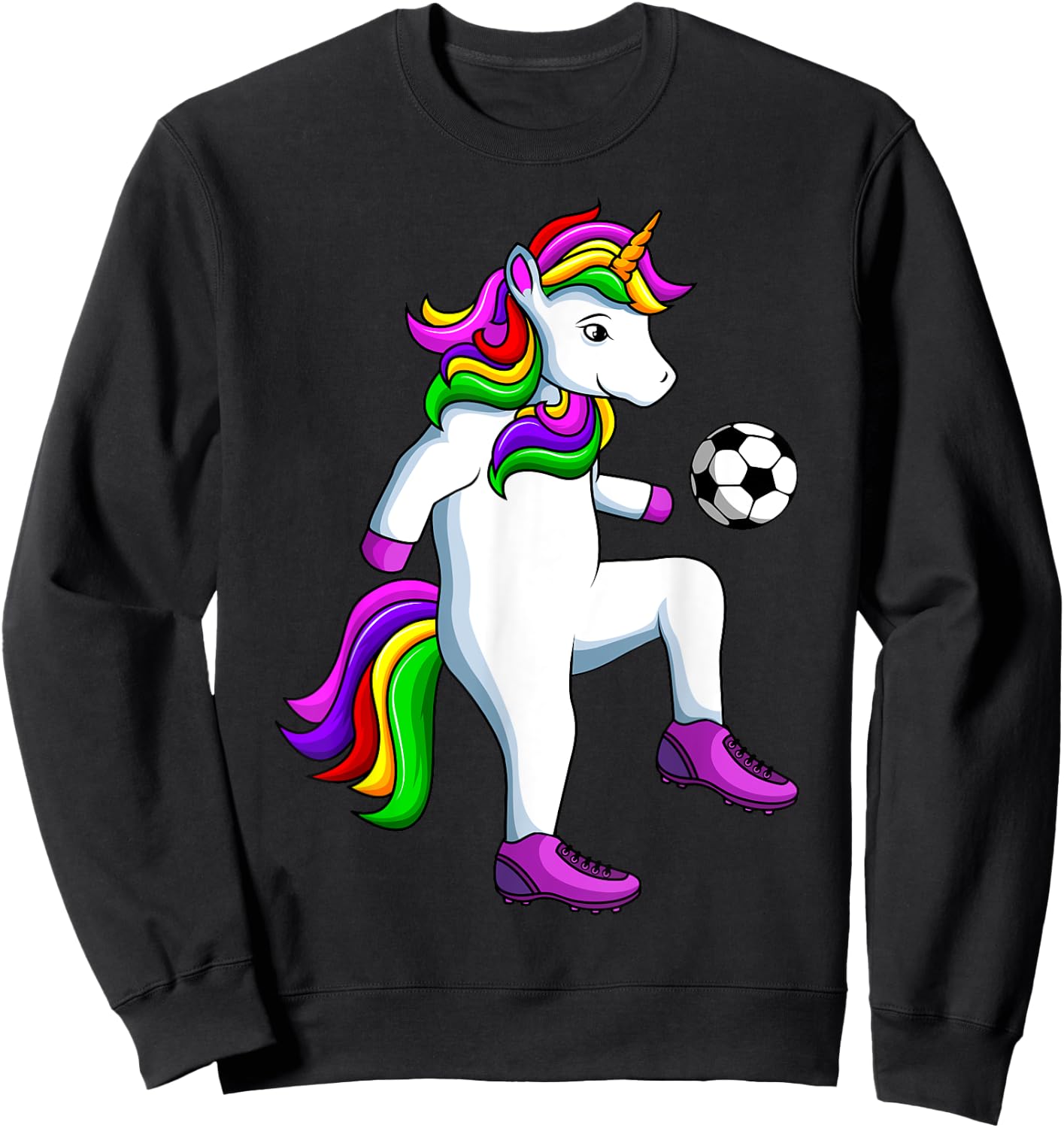 Soccer Girl Unicorn Youth Women Players Sweatshirt - Sweatshirt | Black
