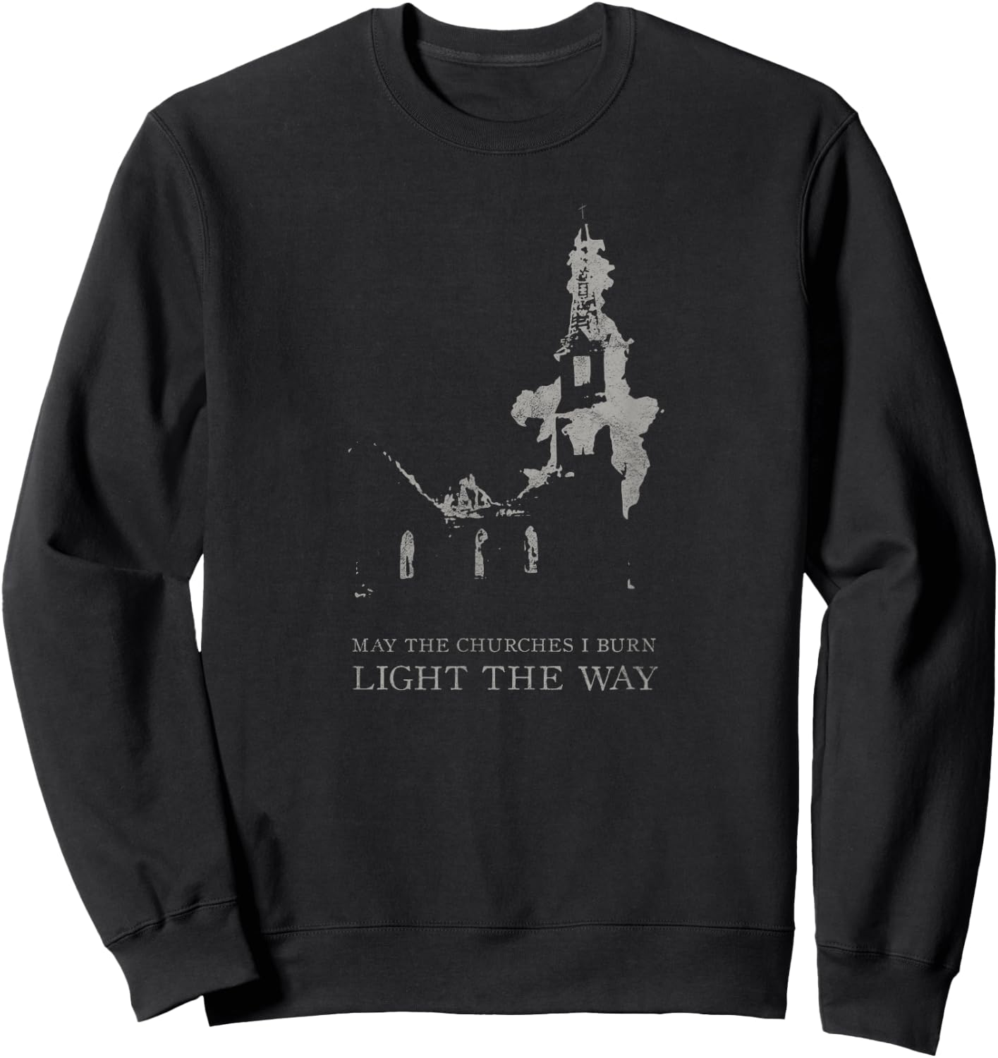 Burning Church Occult Antichrist Satan Atheist 666 Gothic Sweatshirt - Sweatshirt | Black