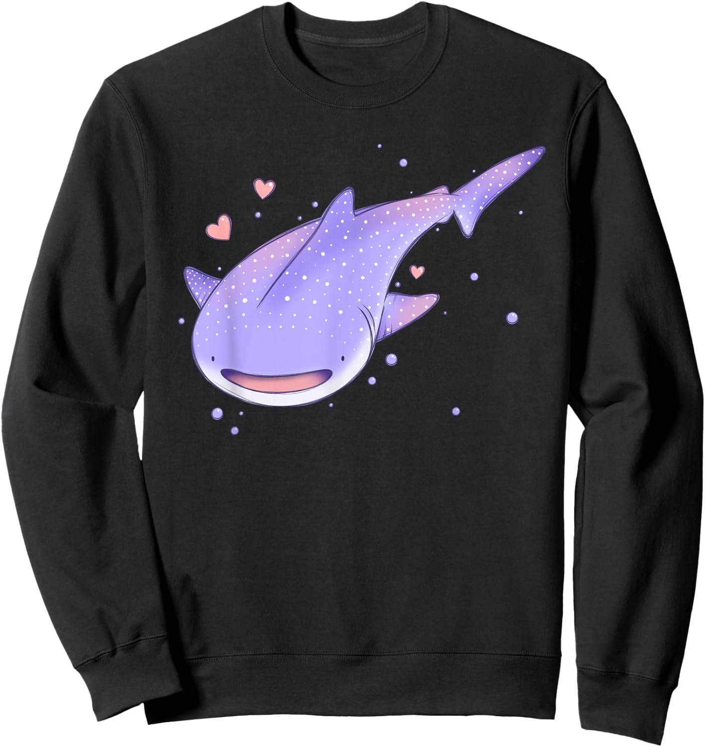 Cute Kawaii Pastel Whale Shark Sea Creature Sweatshirt - Sweatshirt | Black