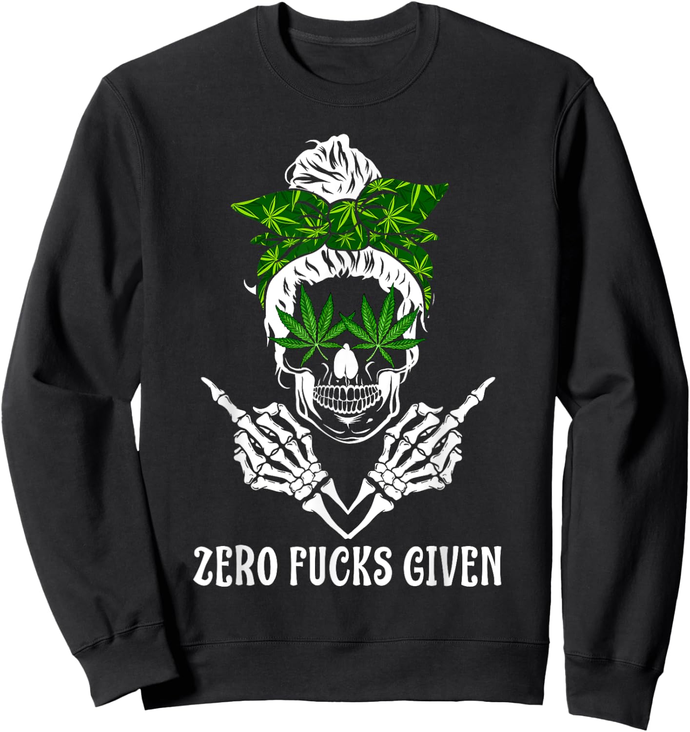 Men Women Weed Skull Cannabis Marijuana 420 THC Weed Lover Sweatshirt - Sweatshirt | Black