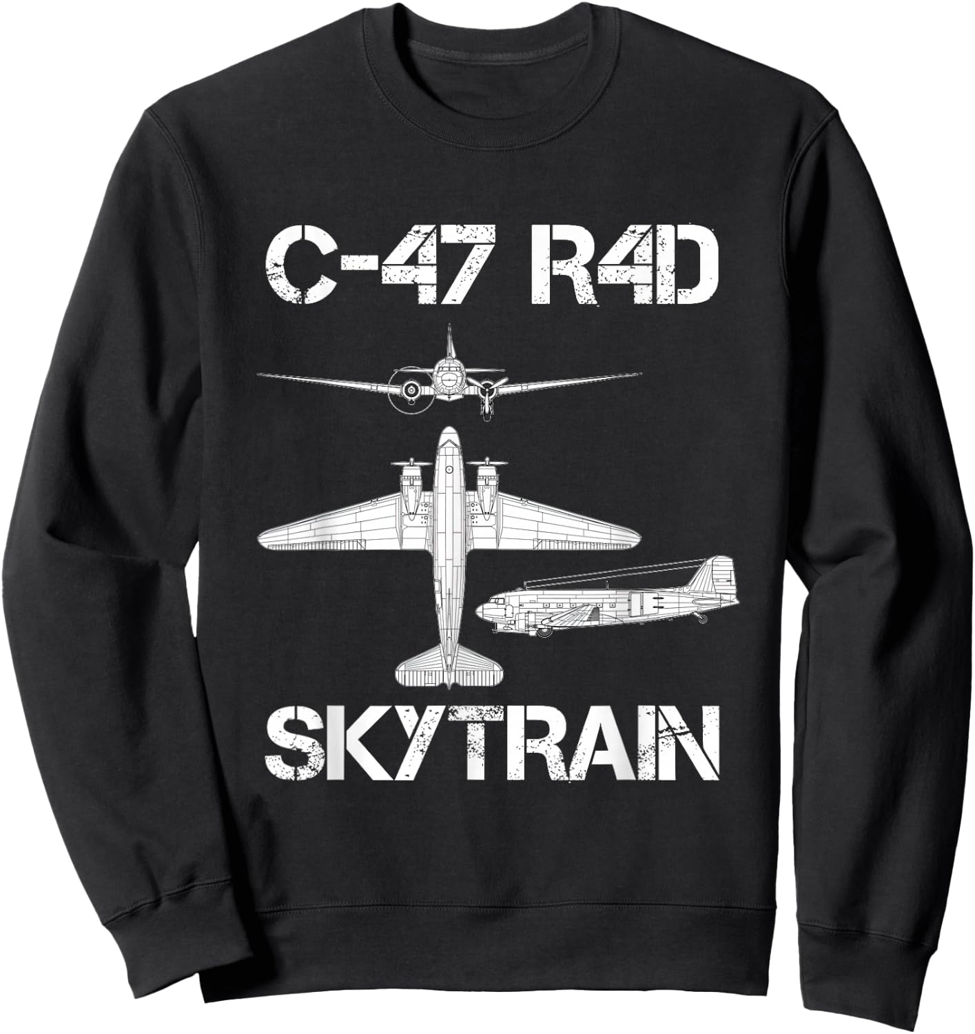 C-47 R4D Skytrain Transport Plane Aircraft WW2 Airplane Sweatshirt - Sweatshirt | Black