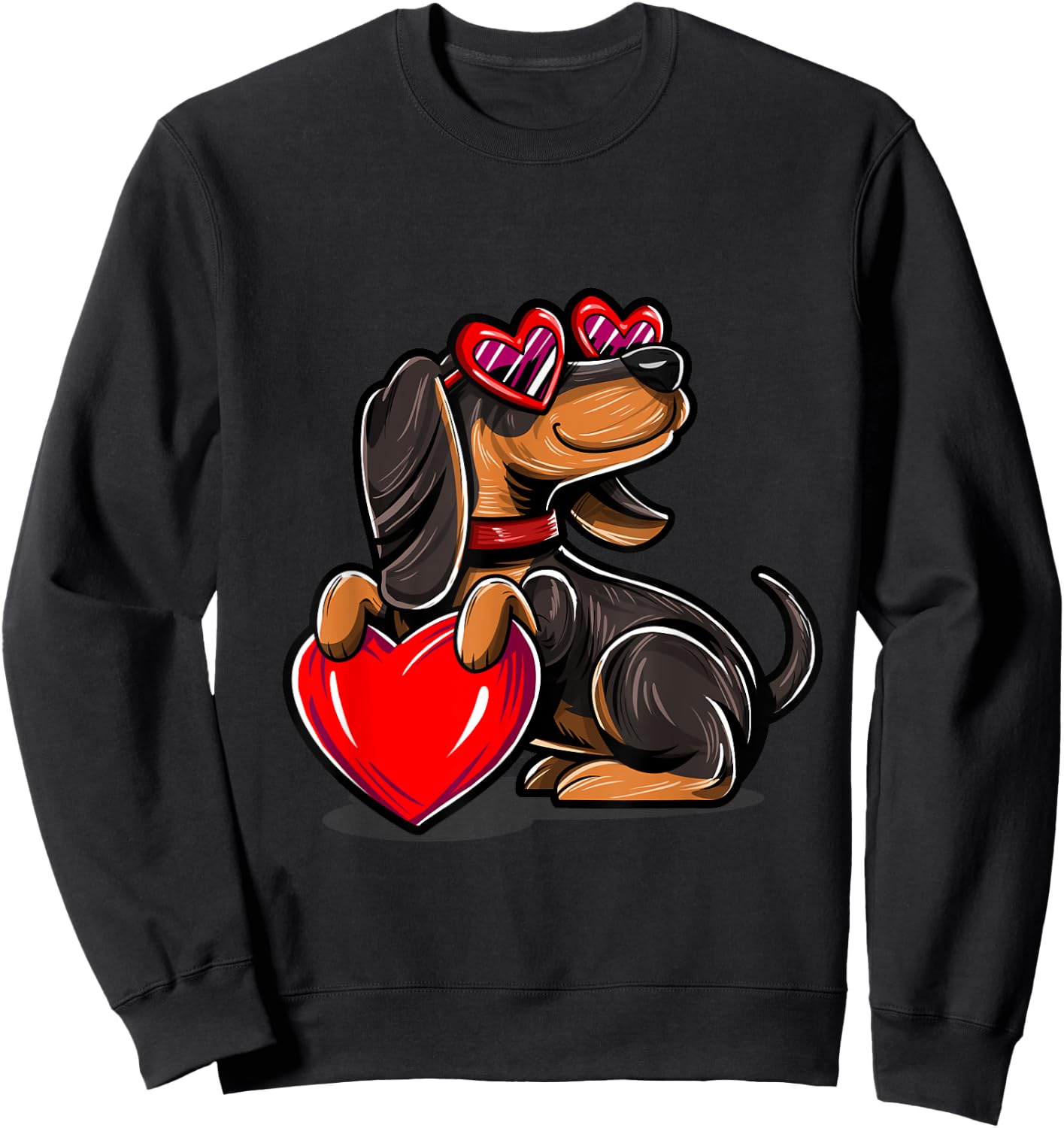 Dachshund valentine dog valentines day Sweatshirt - Sweatshirt | Black