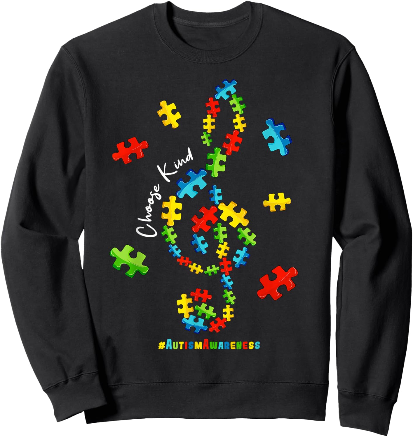 Musical Note Choose Kind Music Teacher Kids Autism Awareness Sweatshirt - Sweatshirt | Black