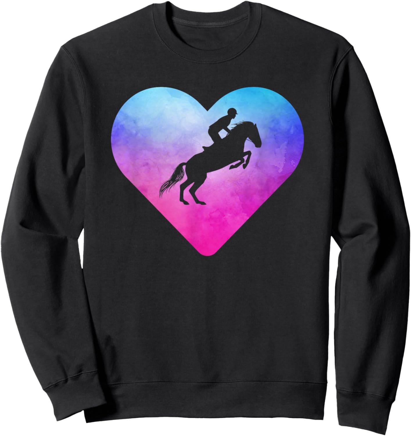 Women or Girls Show Jumping Horse Sweatshirt - Sweatshirt | Black