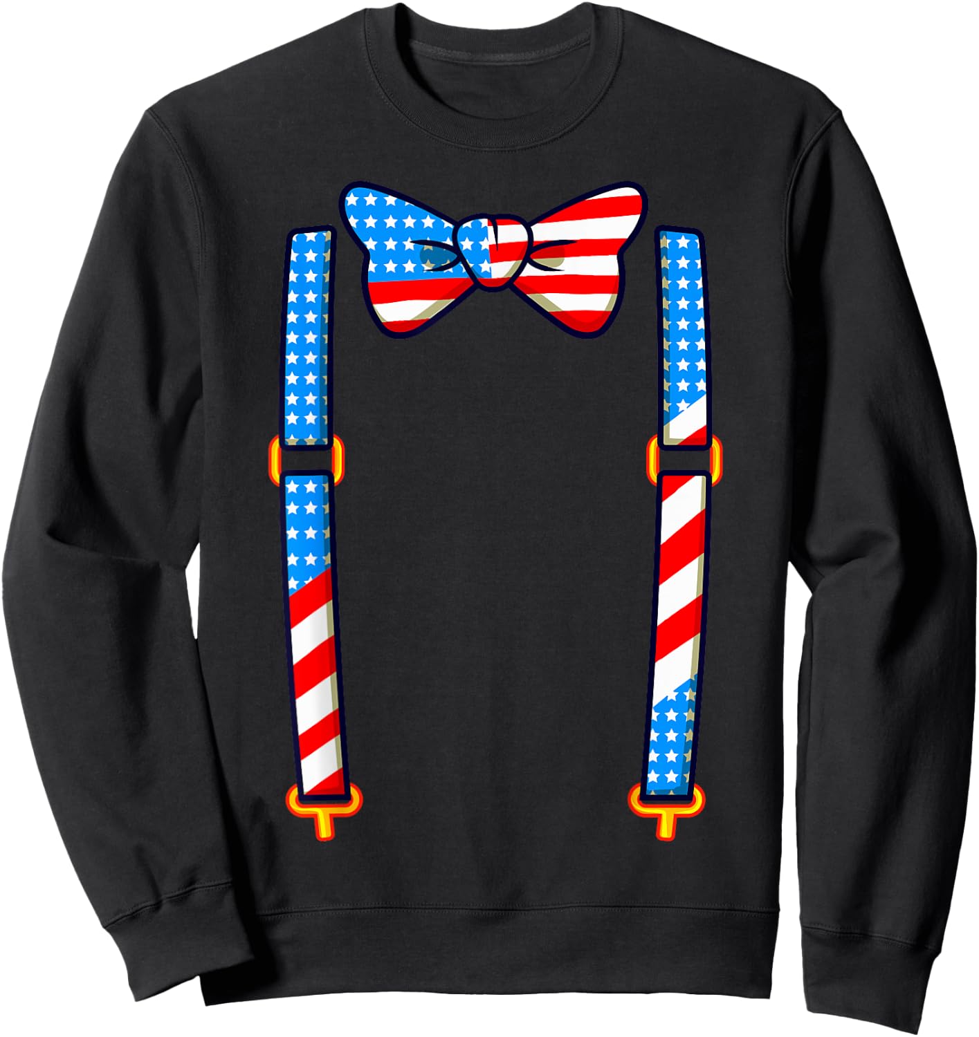 American Tuxedo Costume Funny 4th of July USA Men Women Kids Sweatshirt - Sweatshirt | Black