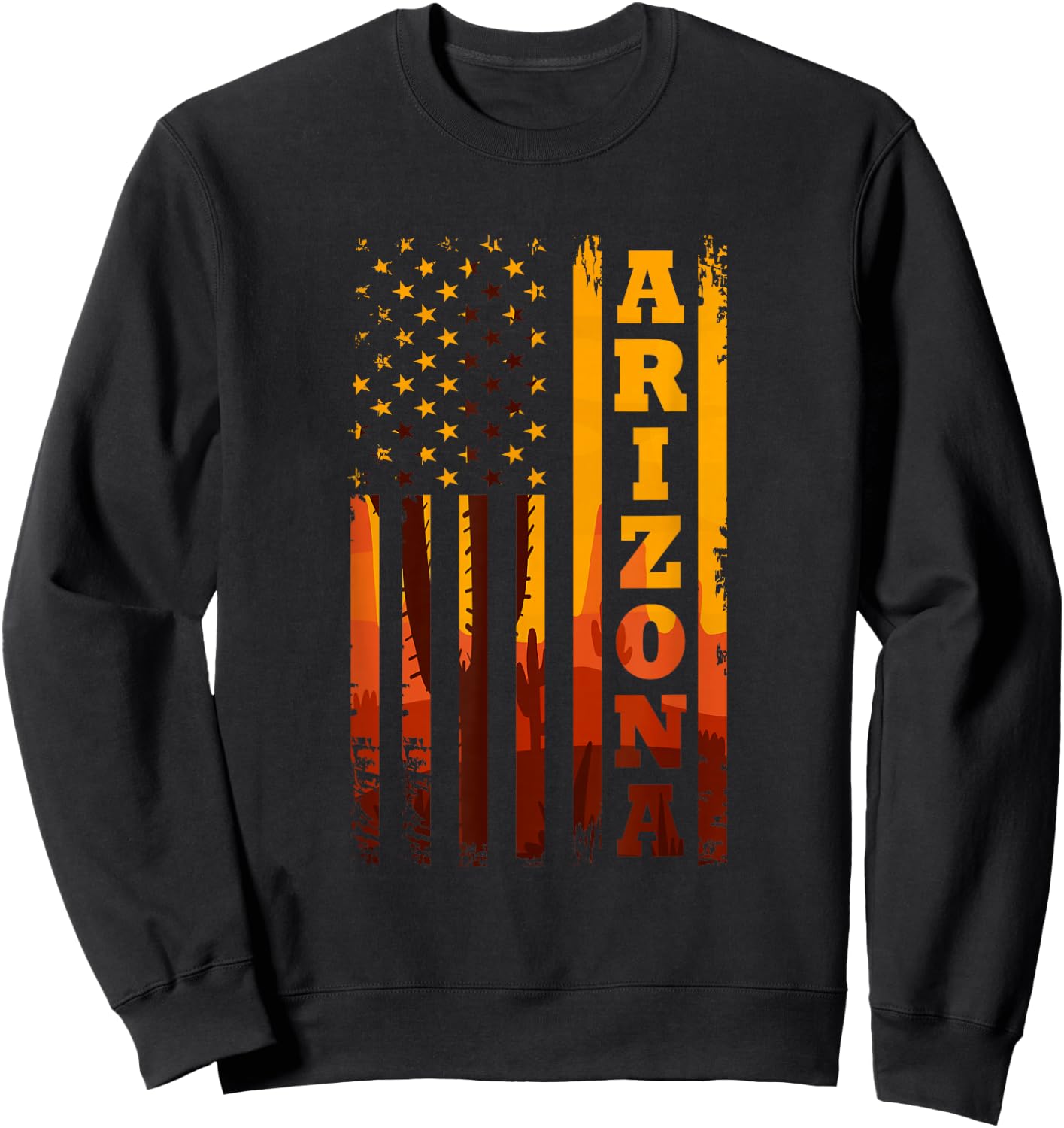 Arizona American Flag Landscape Cactus Patriotic Sweatshirt - Sweatshirt | Black