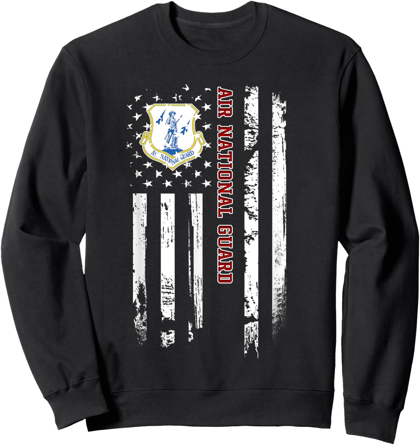 Air National Guard Veteran USA Flag Veterans Day Christmas Sweatshirt - Sweatshirt | Black