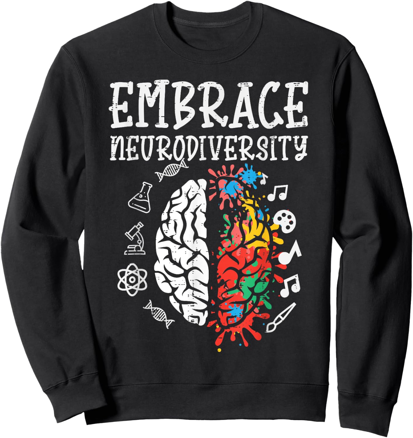 Embrace Neurodiversity Autism Awareness ASD Men Women Kids Sweatshirt - Sweatshirt | Black